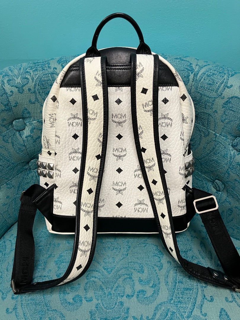 MCM, White, bookbag, Medium