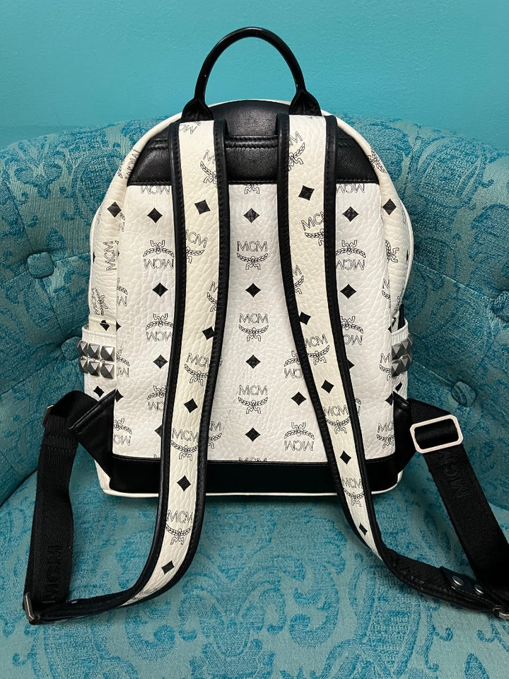 MCM, White, bookbag, Medium