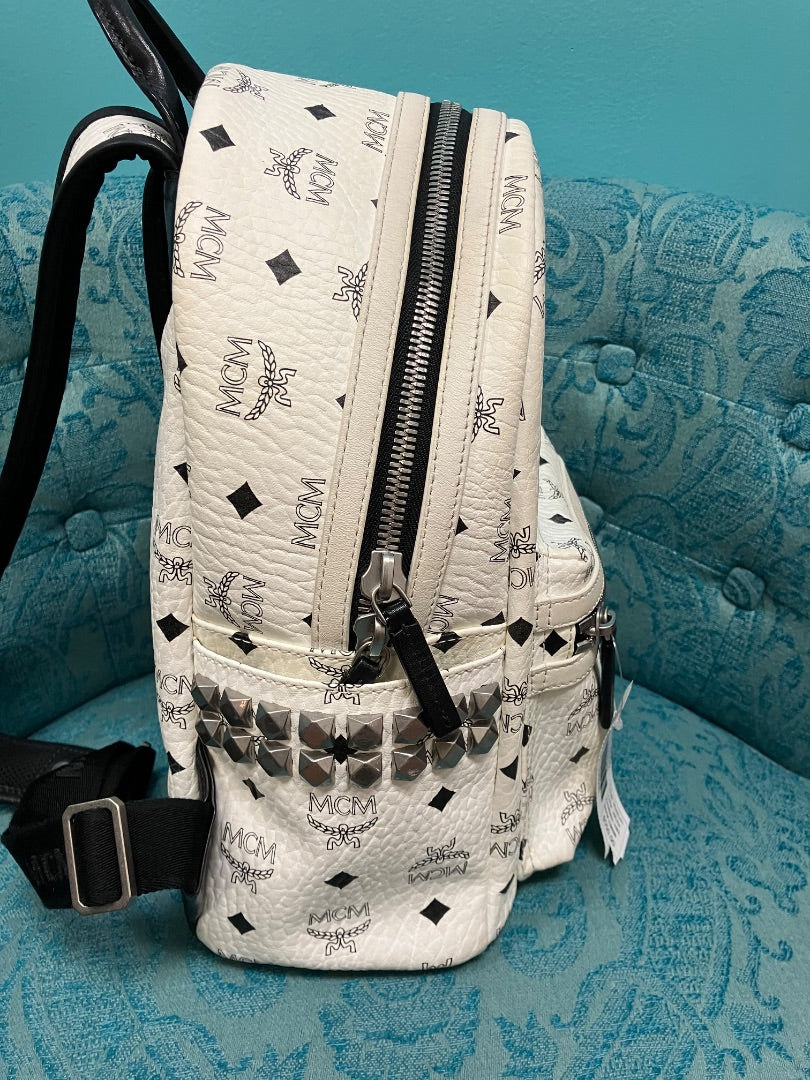 MCM, White, bookbag, Medium