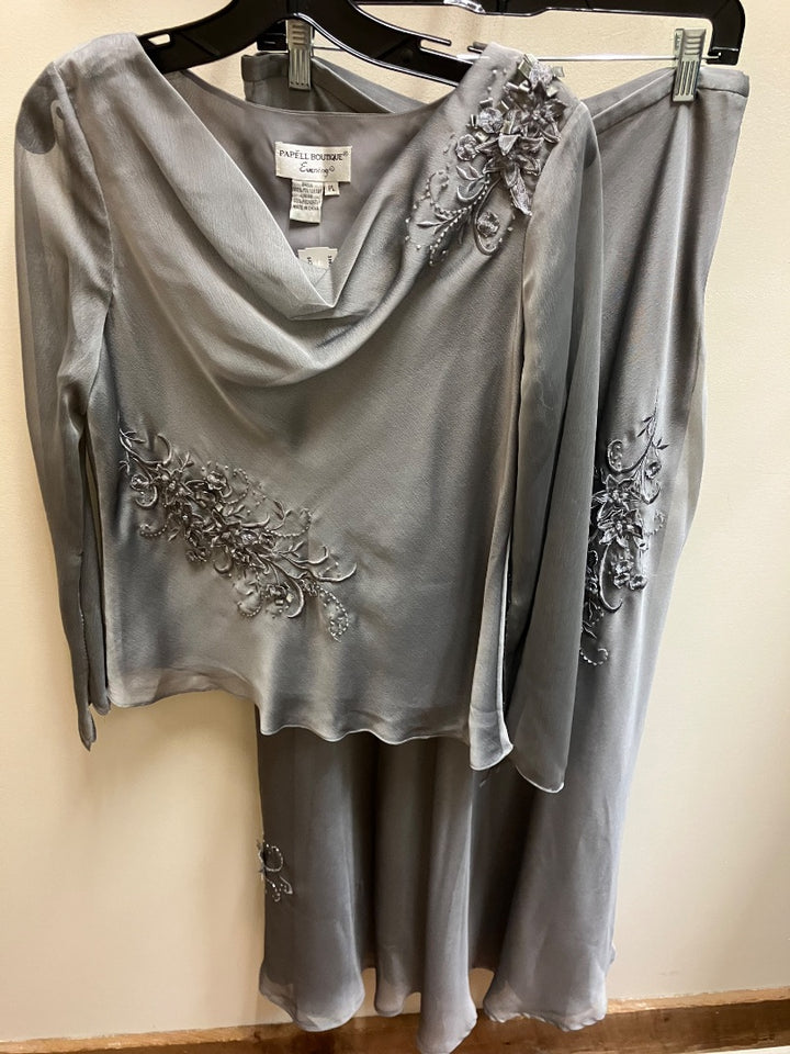 Papell, grey, set 2 piece, Large