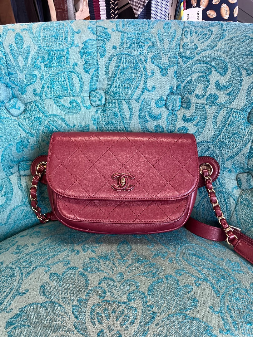 Chanel, Burgundy, belt bag, Small