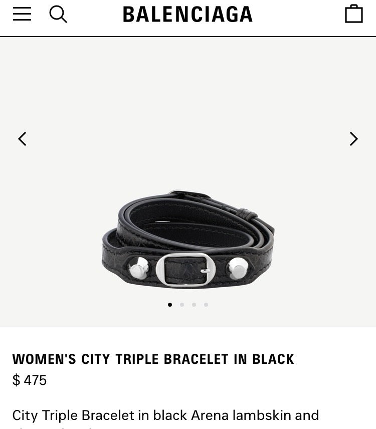 Balenciaga, Black, Bracelet, Small