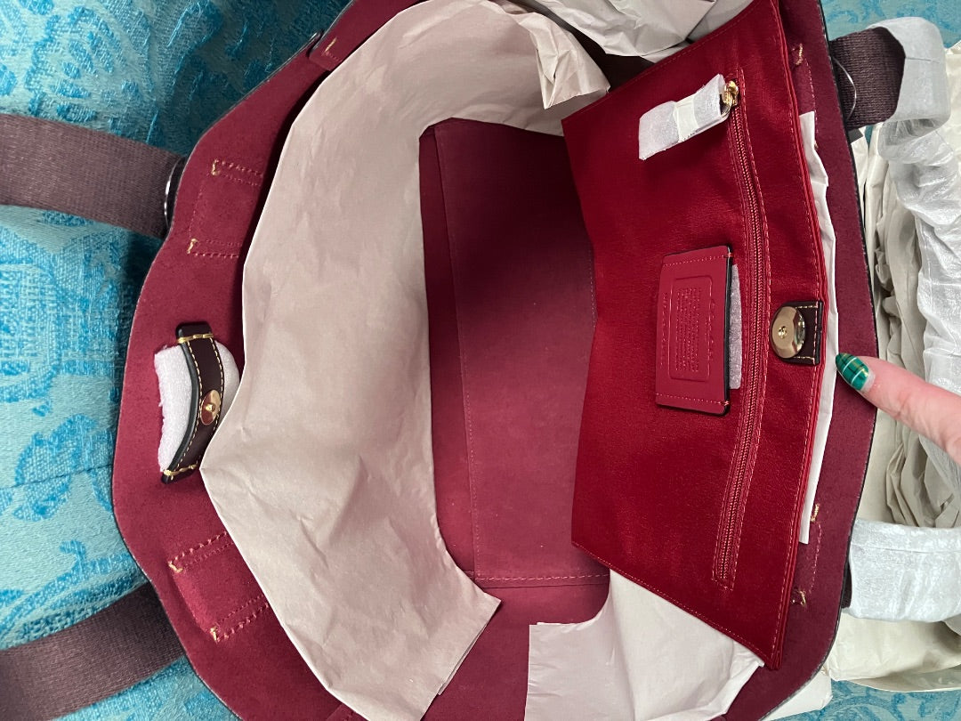 Coach, Oxblood, Handbag, Large