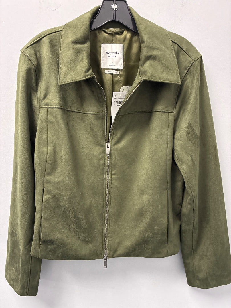 Abercrombie Vegan Suede Green Jacket, Large