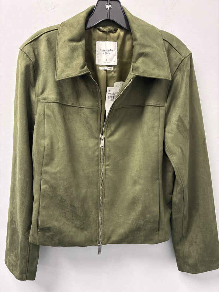 Abercrombie Vegan Suede Green Jacket, Large