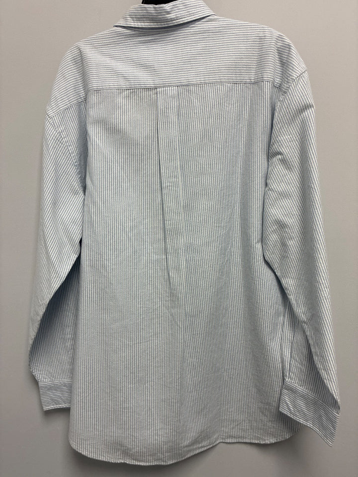 vineyard vines Men’s Long Sleeve Wale Shirt White Blue Stripes Men’s Button Down Shirt - Large