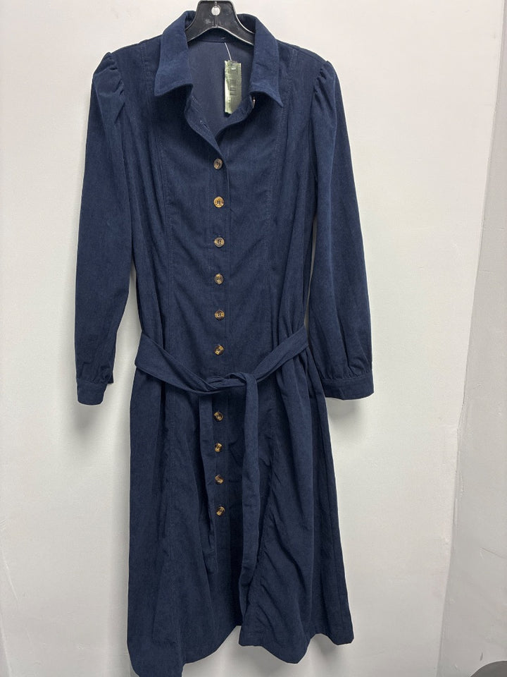 Blue Corduroy Button Dress Medium