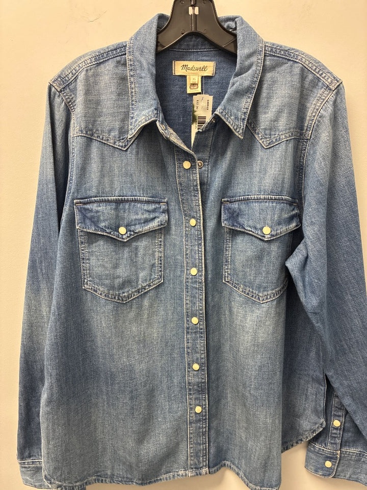 Madewell Blue Denim Snap Button Top, XL