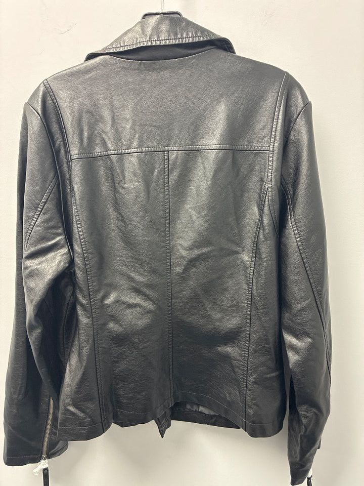 Max Studio Black Faux Leather Jacket , XL
