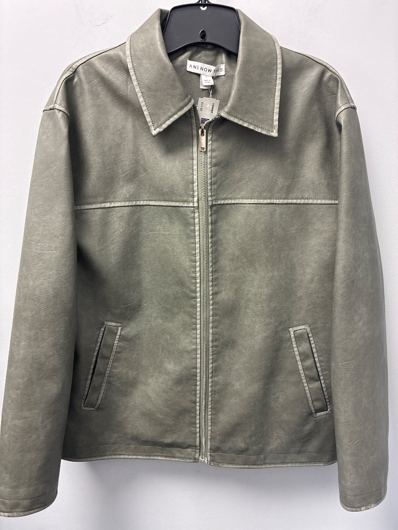 And Now This Faux Leather Jacket Green, Small