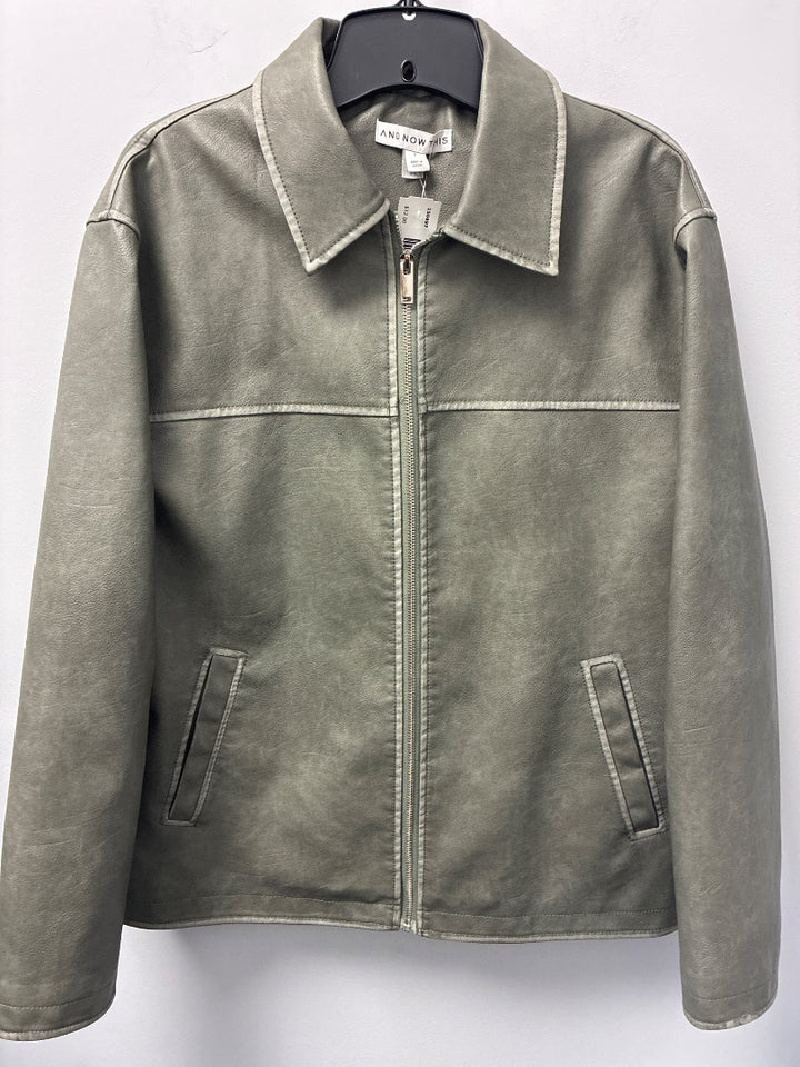 And Now This Faux Leather Jacket Green, Small