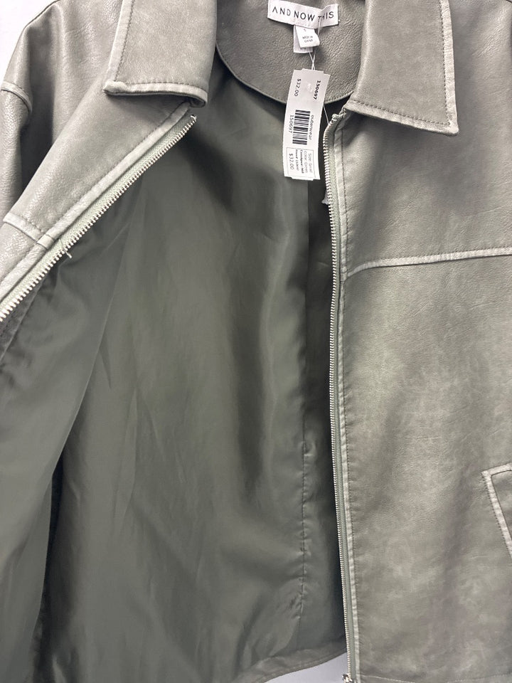 And Now This Faux Leather Jacket Green, Small