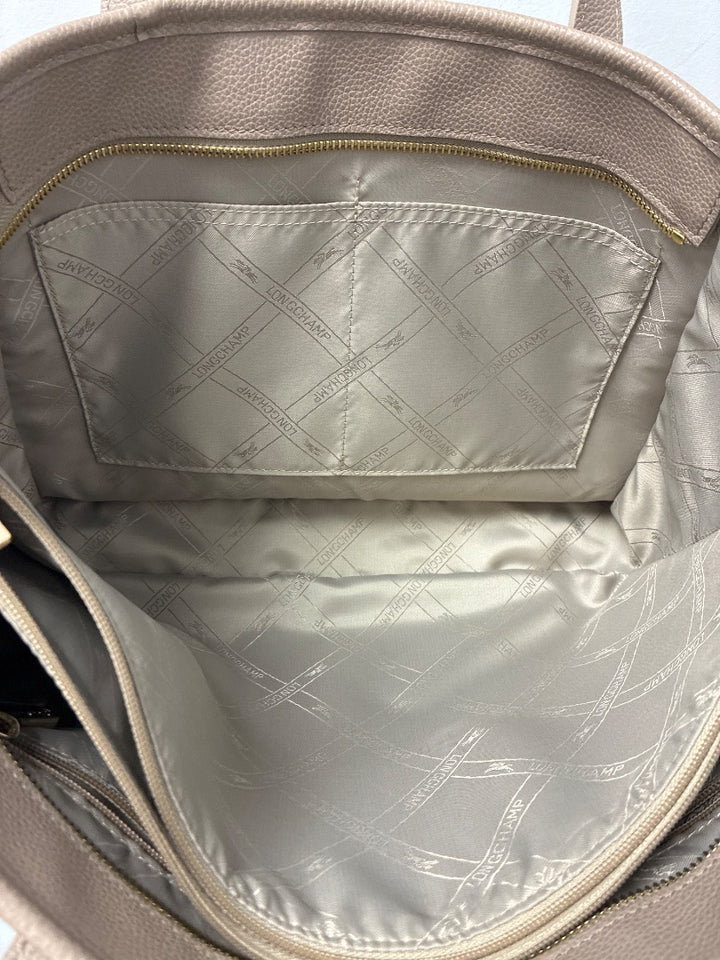 Longchamp Le Foulonne Leather Shoulder Tote Neutral Large