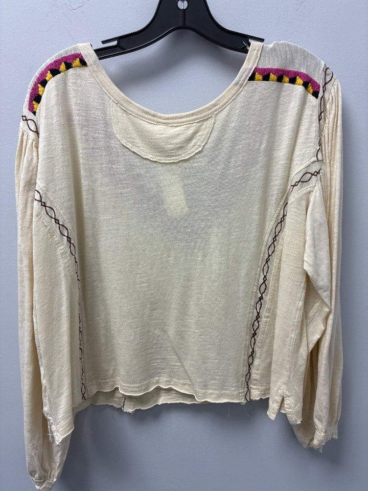 Free People Beige w/Embroidery TopLarge