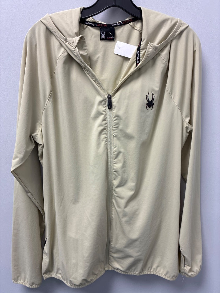 spyder active, tan cloudy day rain jacket Mens Large