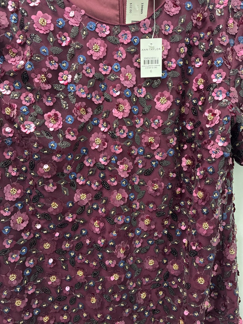 Ann Taylor Maroon+ Sequins Maroon Dress, 6