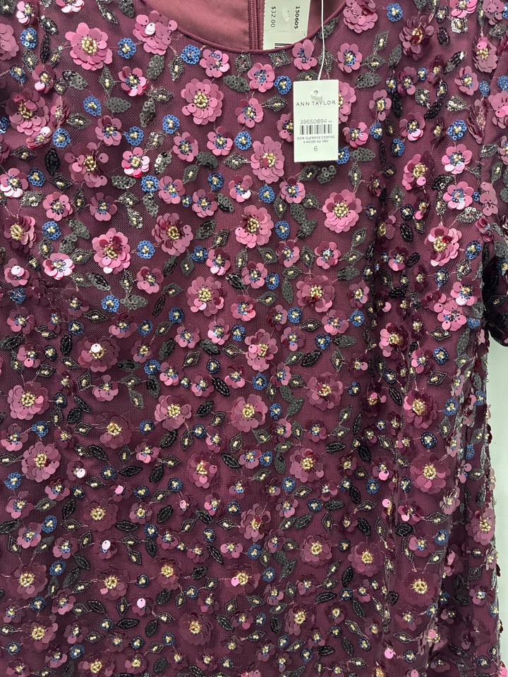 Ann Taylor Maroon+ Sequins Maroon Dress, 6