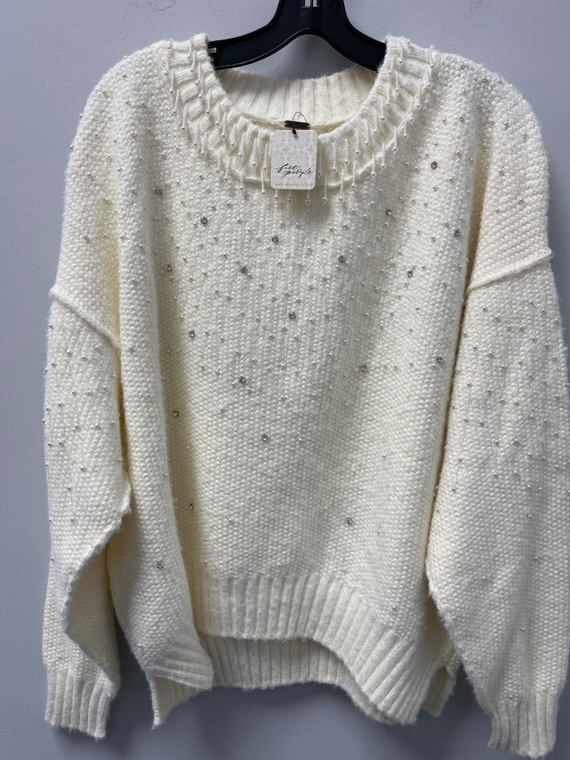 Free People, White, Sweater, Medium