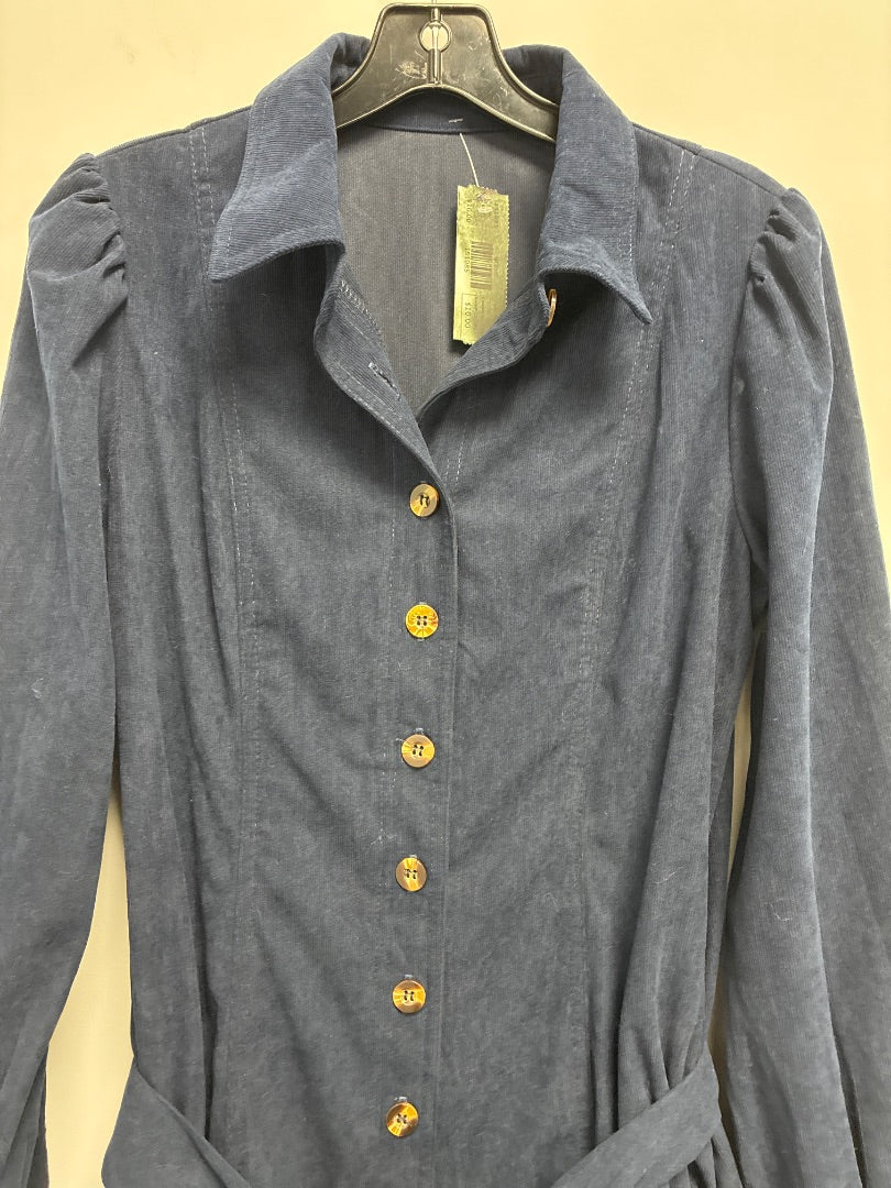 Blue Corduroy Button Dress Medium
