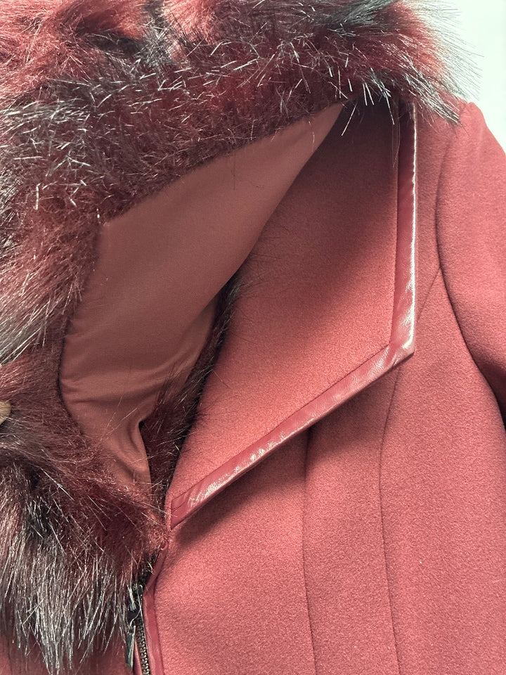 white house black market long maroon coat Small