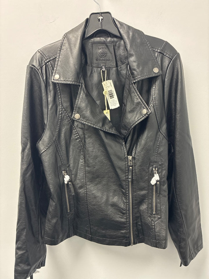 Max Studio Black Faux Leather Jacket , XL