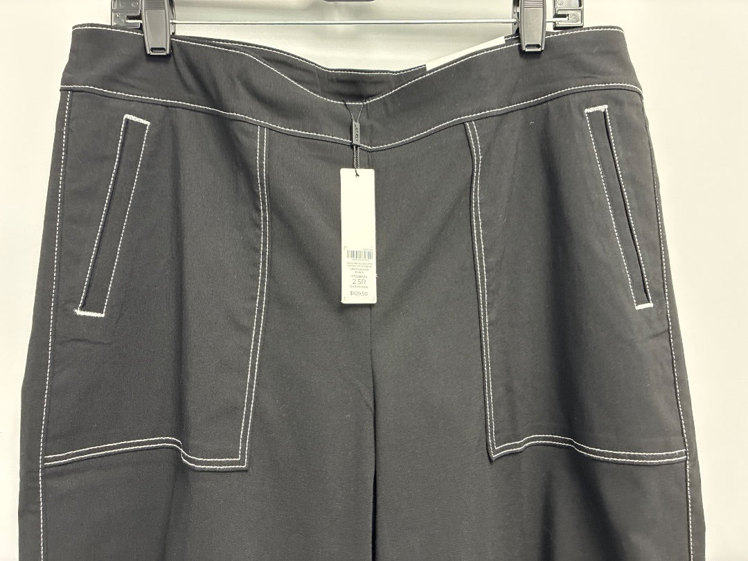 chicos Slimming Brigitte Wide Leg Black White Pants 14