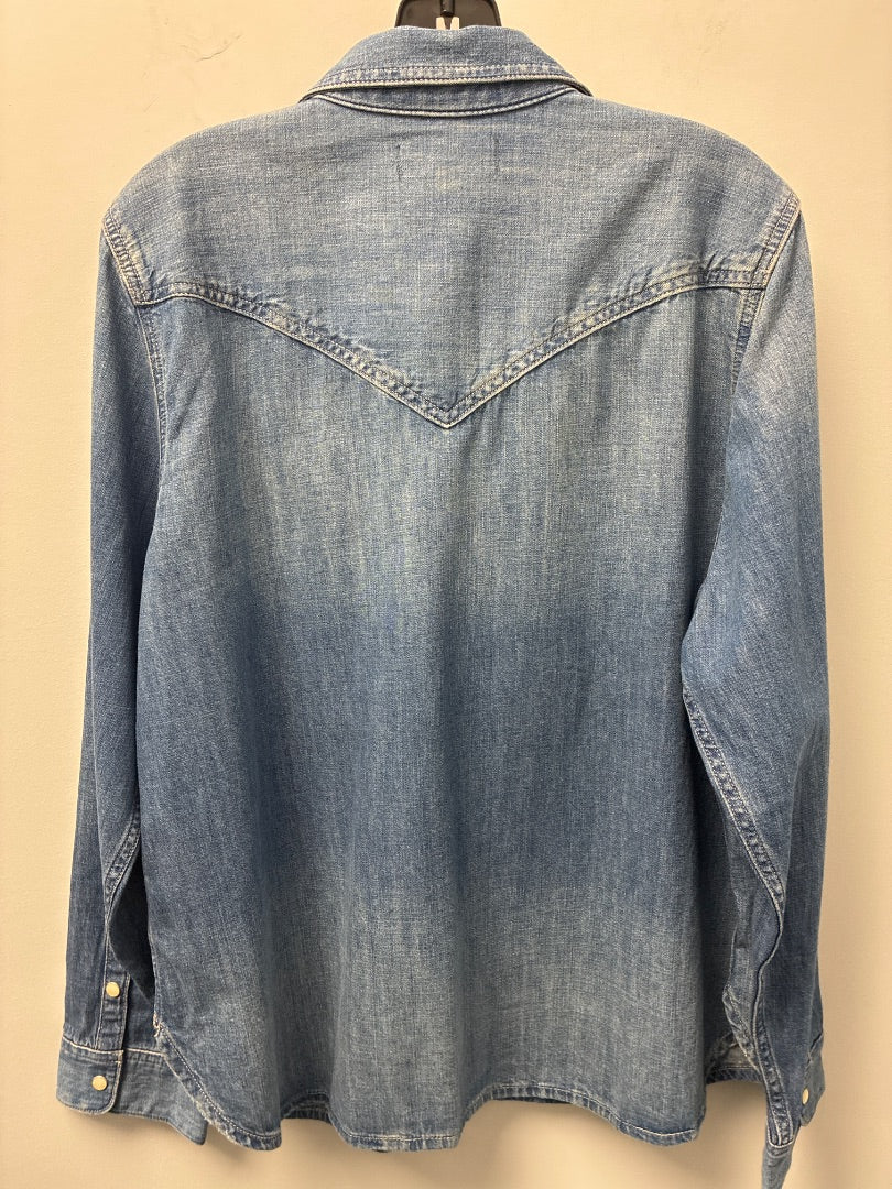 Madewell Blue Denim Snap Button Top, XL
