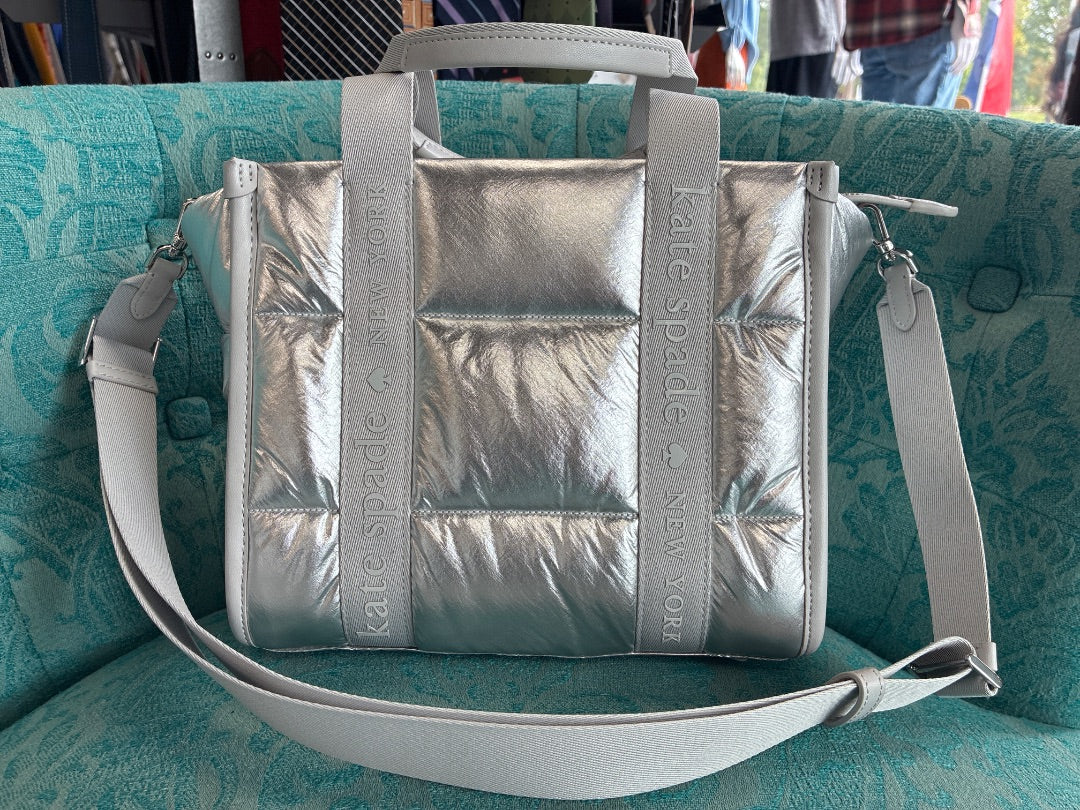 Kate Spade Silver Kip Nylon Small Tote