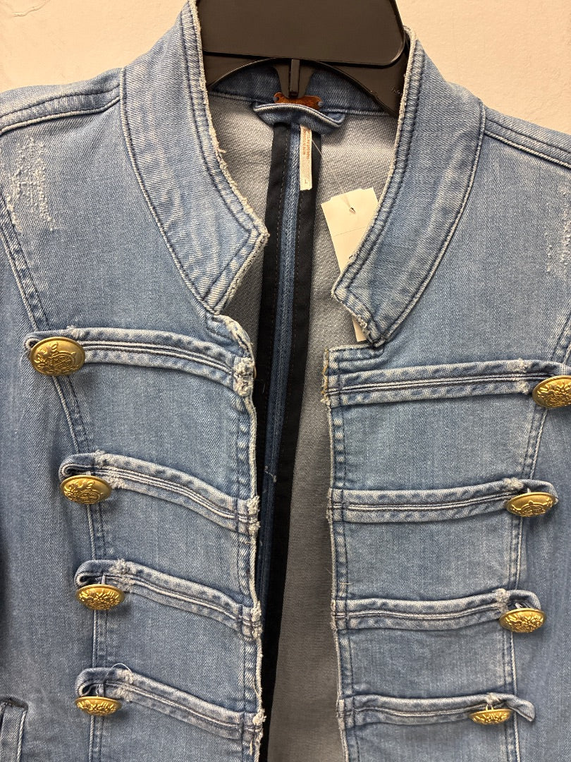 Free People Jean Jacket Blue, Large