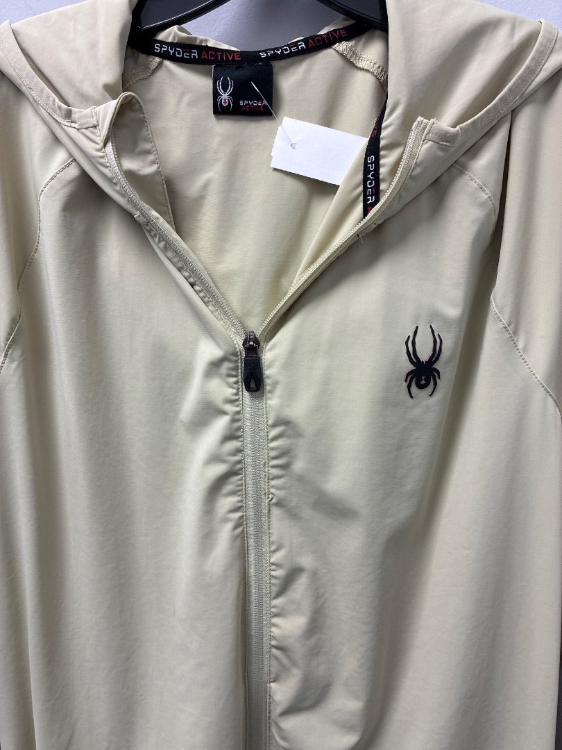 spyder active, tan cloudy day rain jacket Mens Large