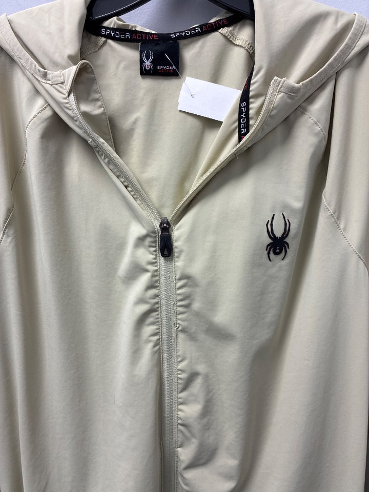 spyder active, tan cloudy day rain jacket Mens Large