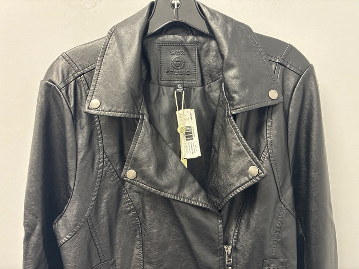 Max Studio Black Faux Leather Jacket , XL