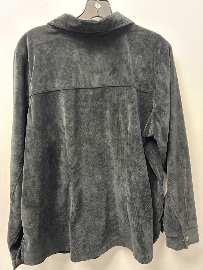 Denim&Co Corduroy Black Button Top XL