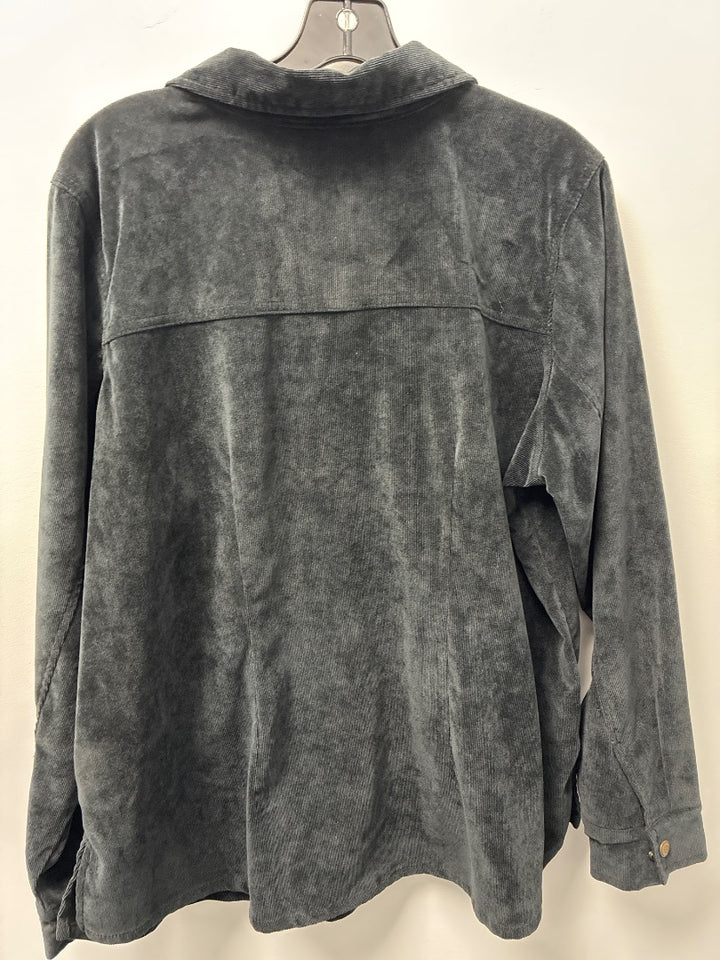 Denim&Co Corduroy Black Button Top XL