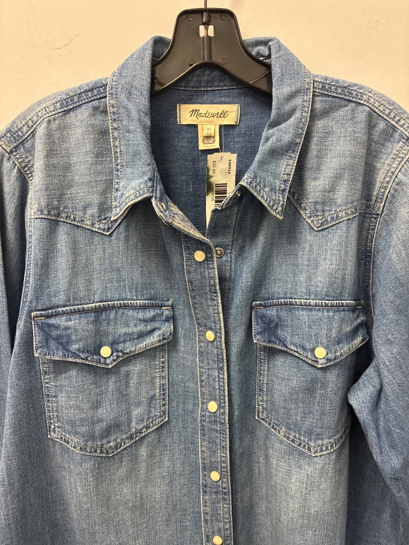 Madewell Blue Denim Snap Button Top, XL
