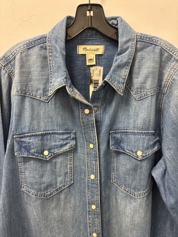 Madewell Blue Denim Snap Button Top, XL
