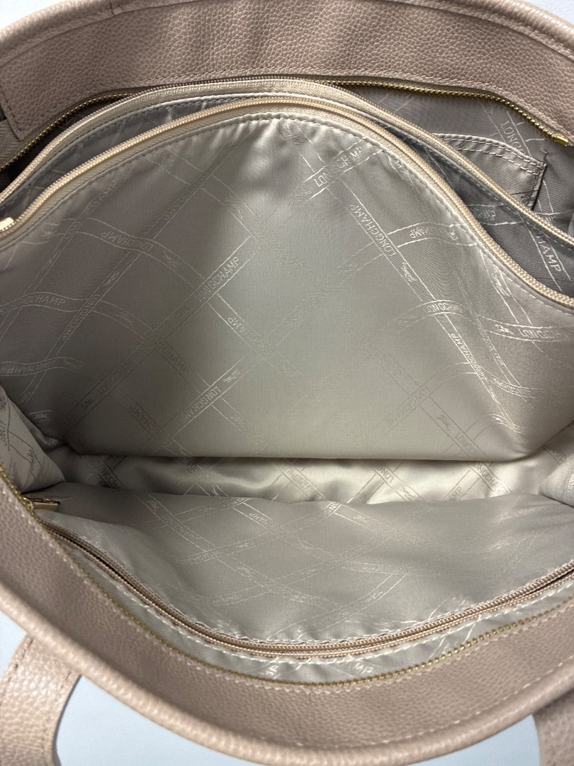 Longchamp Le Foulonne Leather Shoulder Tote Neutral Large